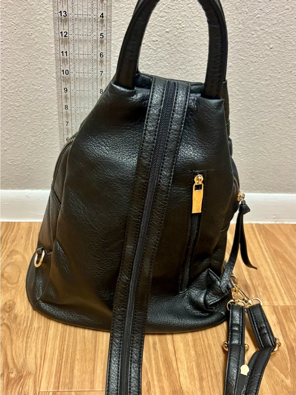 Black Women's Leather Backpack Purse